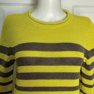SAINT JAMES women's sweater small Chartreuse Green + Brown